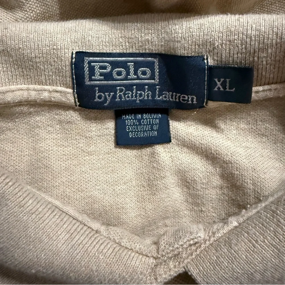 Polo Ralph Lauren Beige Tan Cotton Long Sleeve Polo Shirt